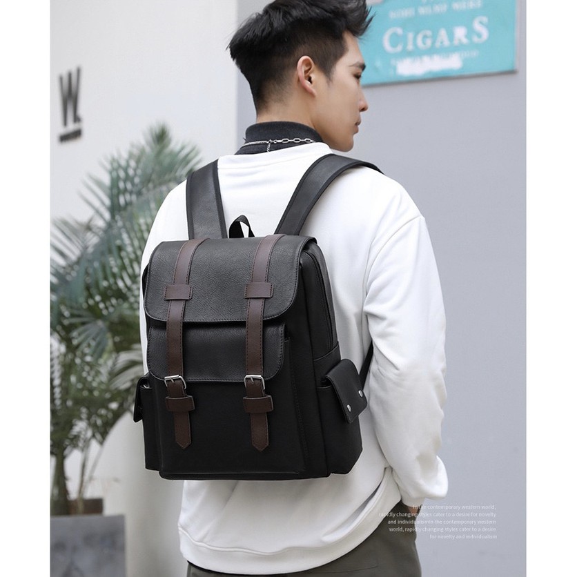 Tas Ransel Kulit Pria Tas Sekolah Kuliah Travel Backpack 975