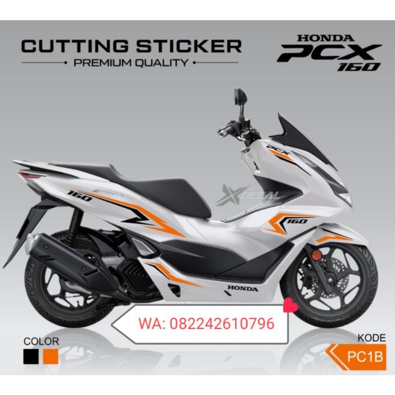 Sticker Cutting Striping Honda NEW PCX PUTIH 2021 160cc Sporty Orange