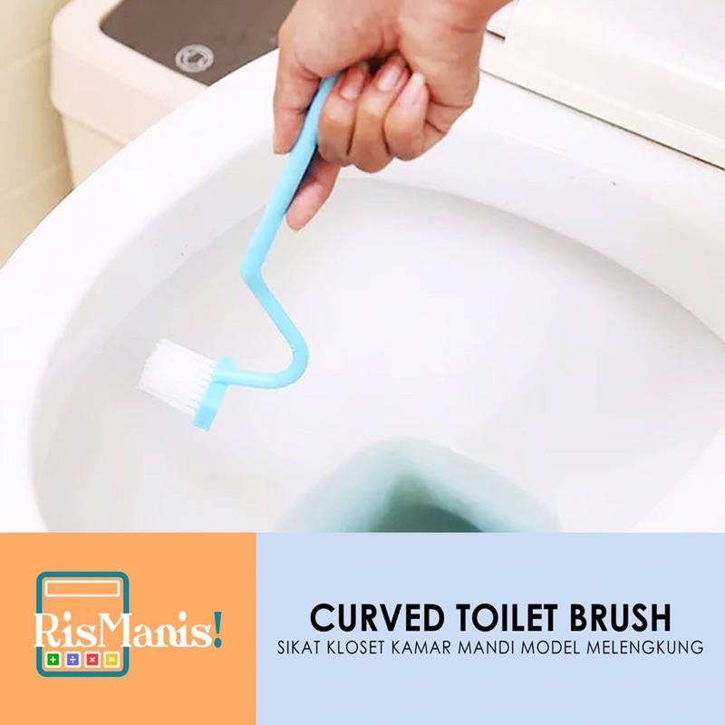 CURVED TOILET BRUSH - Sikat Kloset Kamar Mandi Gagang Panjang Model Melengkung Pembersih WC Wastafel