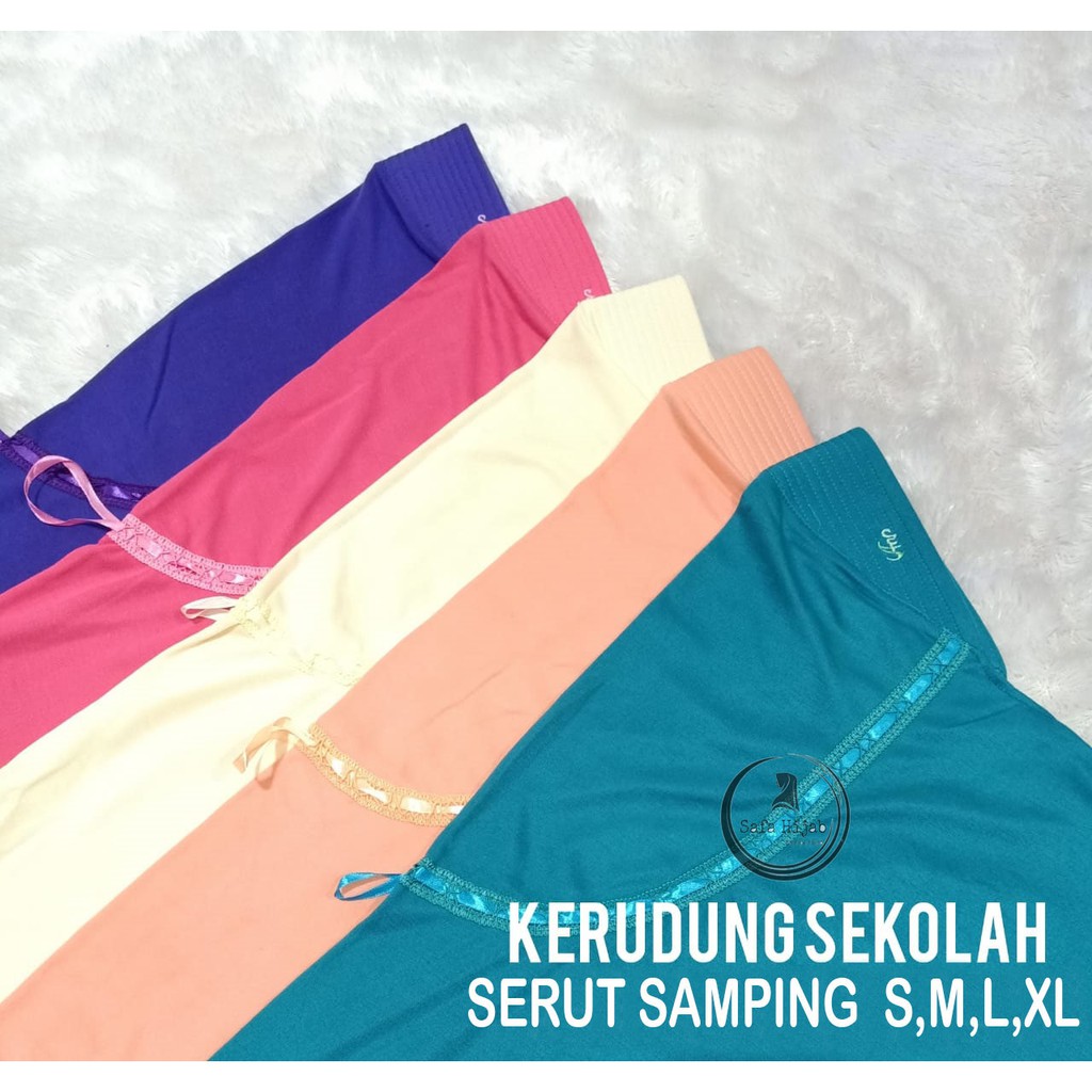 Kerudung Sekolah Serut Samping Kerudung Anak TK, SD SIZE S,M Semua Warna Safa Hijab