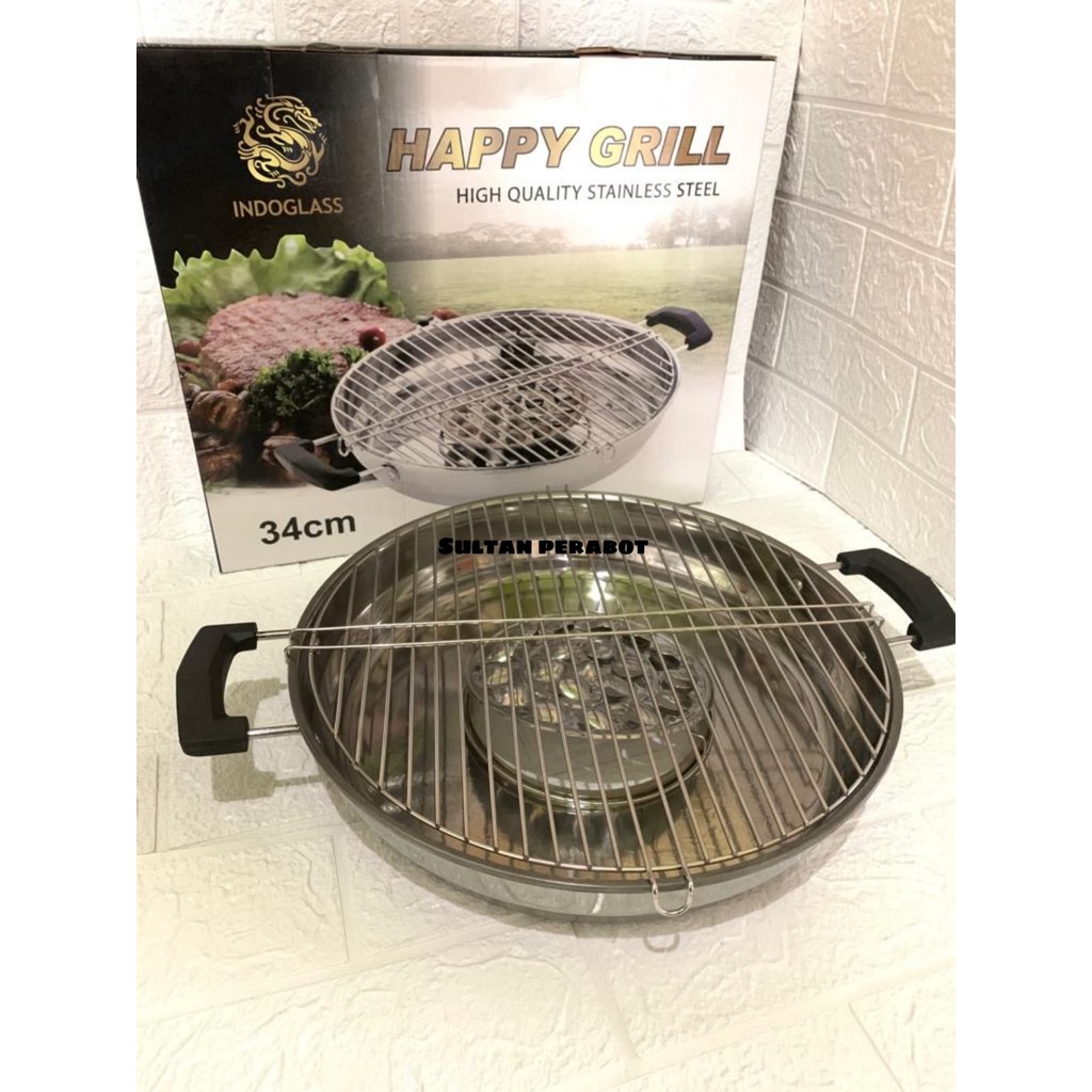 Happy grill stainless / barbeque / panggangan stainless (Free japitan,kuas, tusuk sate 30pcs)