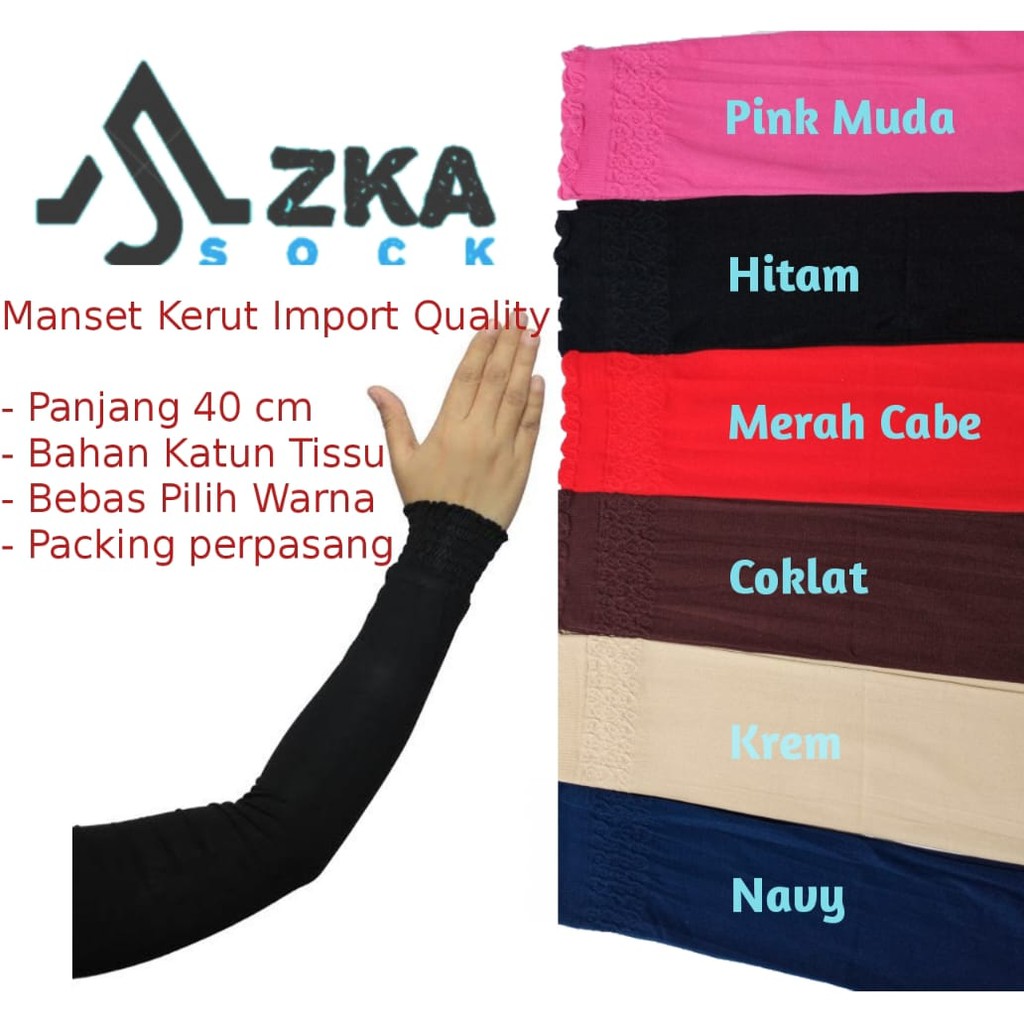 Sarung Lengan Kerut/Manset Kerut Import