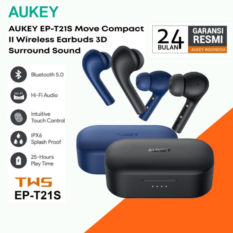 Headset/TWS Bluetooth Aukey EP-T21S Move Compact II 3D Surround Sound