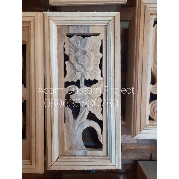 Loster Ukir Kayu Jati Motif Bunga /Loster Ukir Kayu 16 x 33