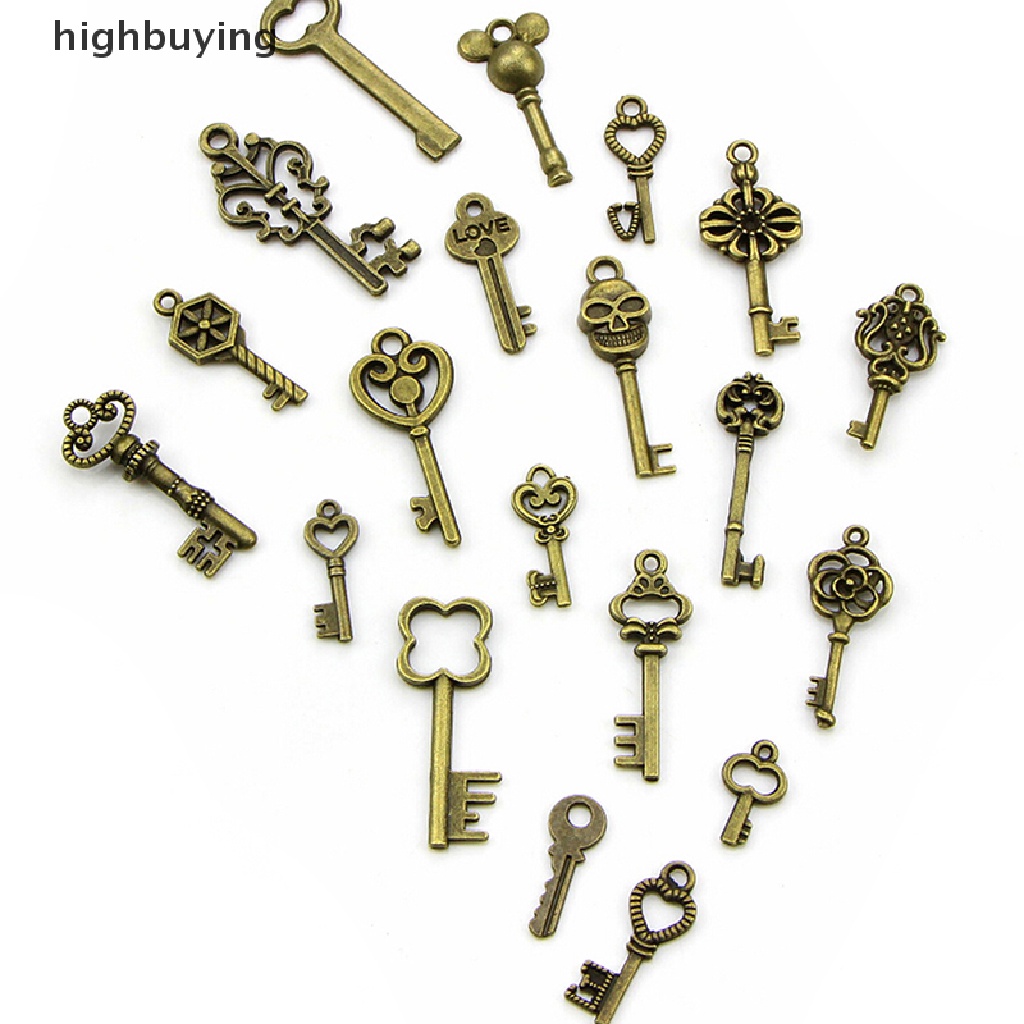 Hbid 50PCS Liontin Bentuk Kunci Gaya Vintage Steampunk Warna Perunggu Untuk DIY Perhiasan Charms