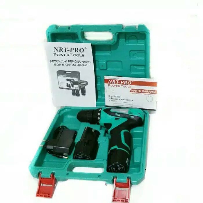 NRT PRO DC 330HD Mesin Bor Cordless Obeng Baterai Cas 12v Bor Portable