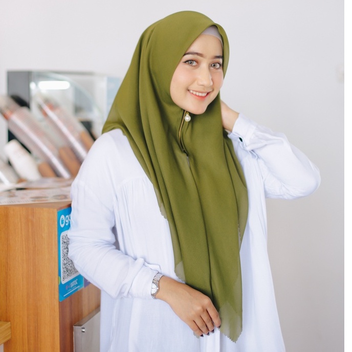 (KJI) HIJAB ZIPPER SEGIEMPAT SQUARE INSTAN POLYCOTTON