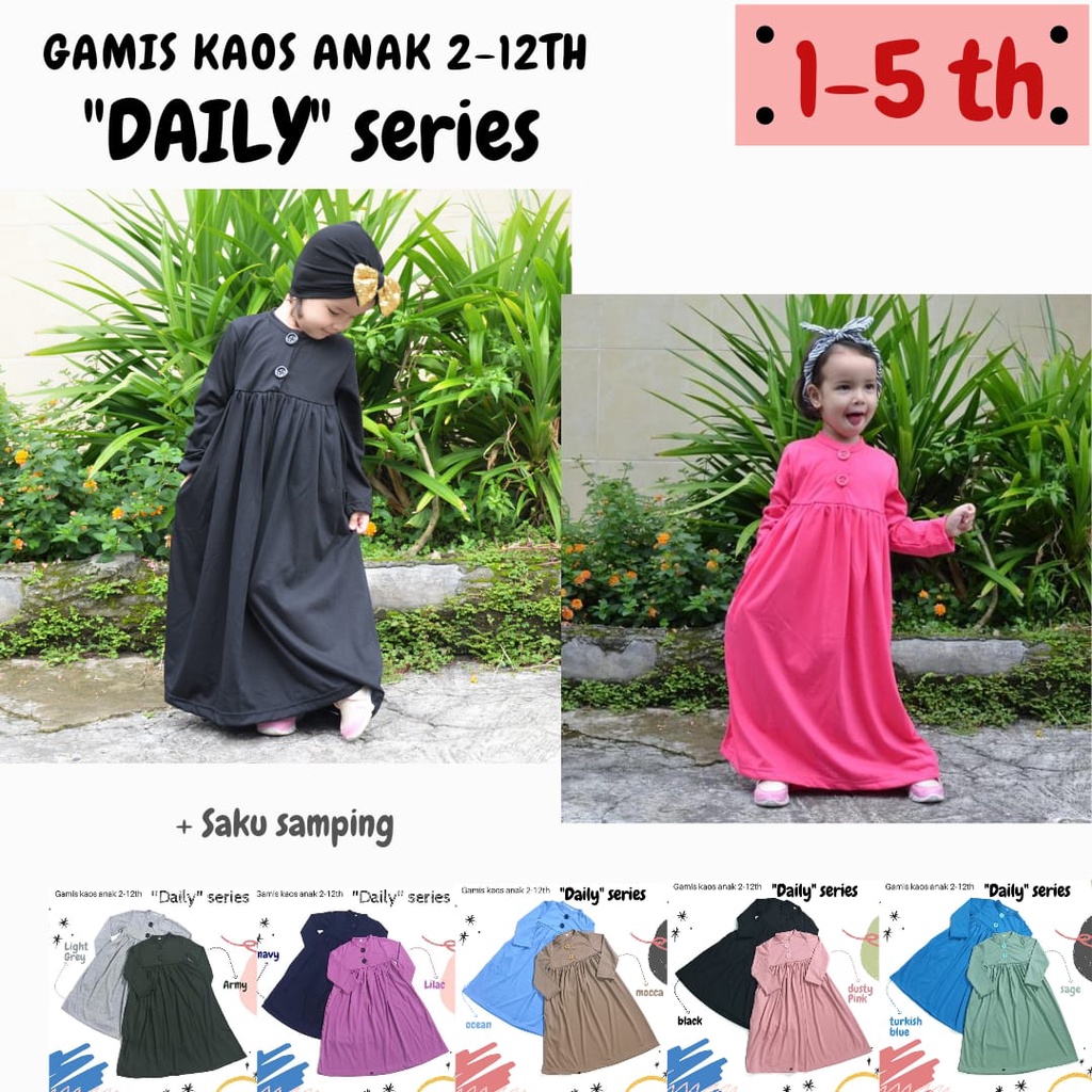 GAMIS KAOS HARIAN POLOS ANAK 1-5TH (DAILY SERIES)