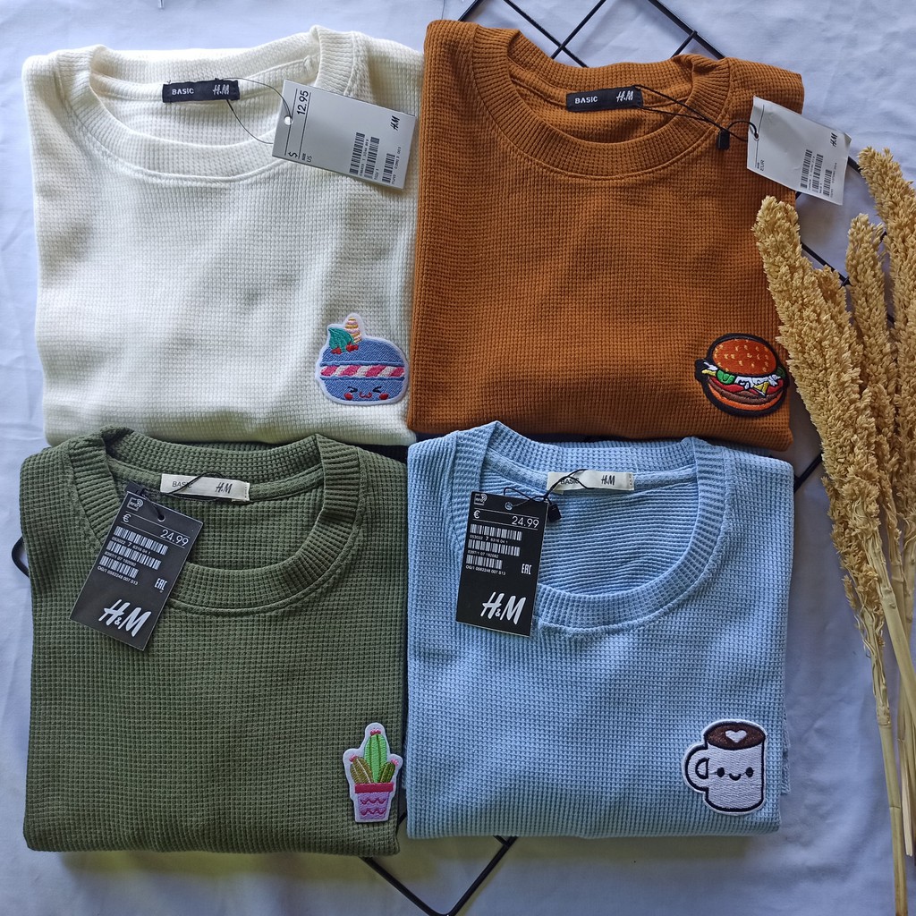 Atasan Premium Kaos Lengan Panjang/ Kaos rib patch bordir