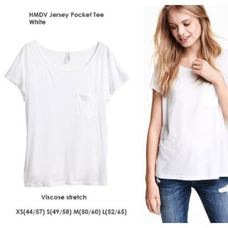  KAOS  WANITA POLOS  POPMYWEAR H M  BASIC POCKET TEE WHITE 