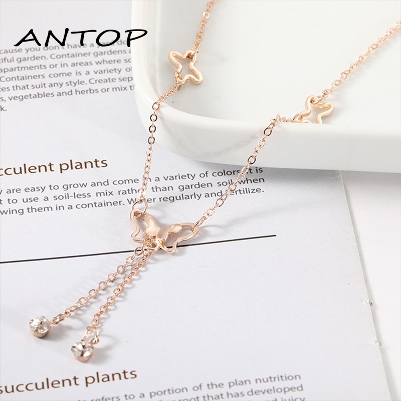 Gelang Kaki Korea Kupu Liontin Retro Wanita Alloy Bracelet Perhiasan Temperamen Ankle Aksesoris ANTOP