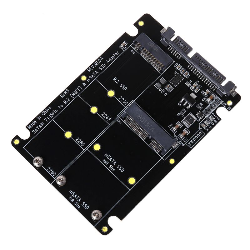 Btsg 2in1 NGFF for M.2 B for Key Mini PCI-E Atau Msata SSD to III Adapter Card Untuk SSD Msata Lengkap /2242/2260/22x80