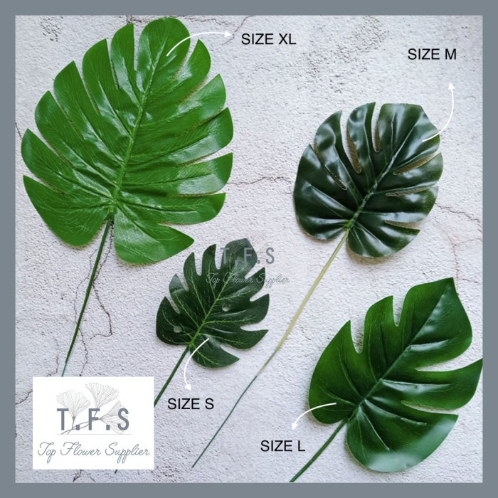 TERBARU [COD] Artificial Leaf Monstera Collection Daun Palsu Plastik Buatan - SIZE L