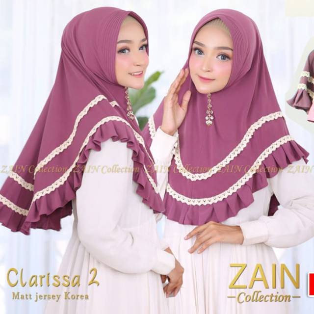 Jilbab hijab instan ORI Zain renda rempel
