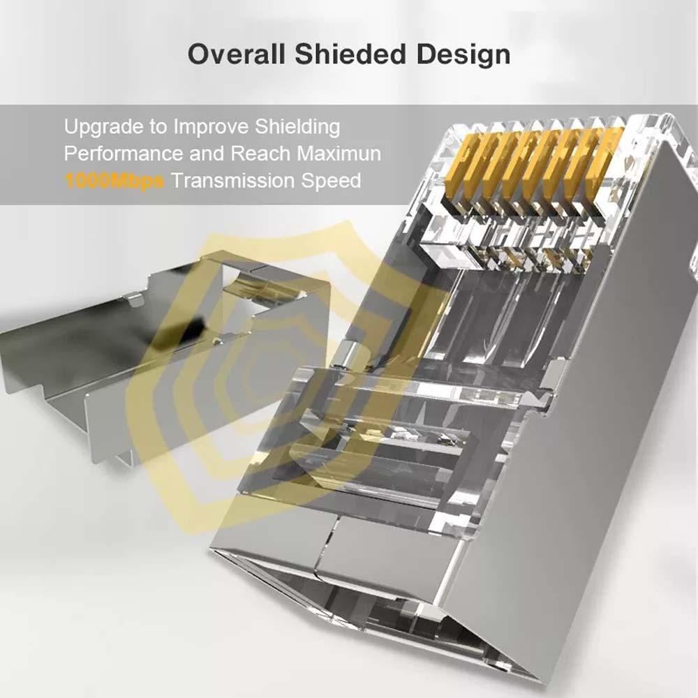 Agustina Cat6 RJ45 Connector Crimper Connector Jaringan 8P8C Modular Lapis Emas