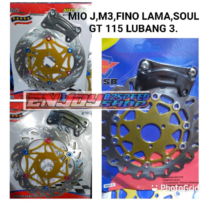 Disc Piringan Cakram variasi Lubang 3 plus breket 260 mm Mio J 115 Soult Gt 115 Fino Karbu 115