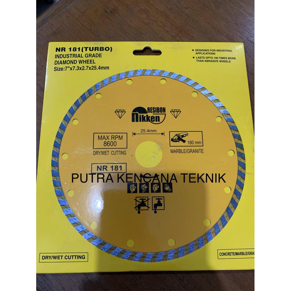 Mata Gerinda / Pisau / Pisau Potong Keramik / Granit 7” Nikken Dry/Wet Turbo READY STOK