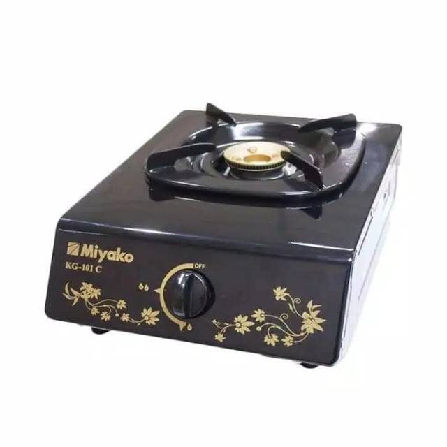 MIYAKO KOMPOR GAS 1 TUNGKU KG 101 C DENGAN BURNER KUNINGAN MOTIF BUNGA / WAYANG