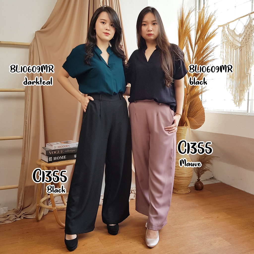 Blouse katun polos wanita bahan katun rayon BL10609MR kemeja wanita lengan pendek 10609mr-3