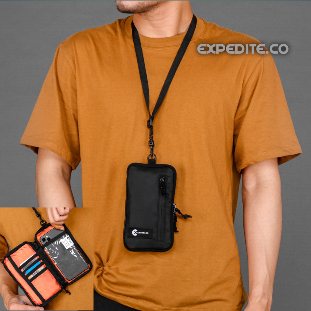 Hanging Wallet Tas HP Gantungan Leher Waterproof Premium Expedite.co, Tas Hp Mini Selempang Gantung Pria Wanita