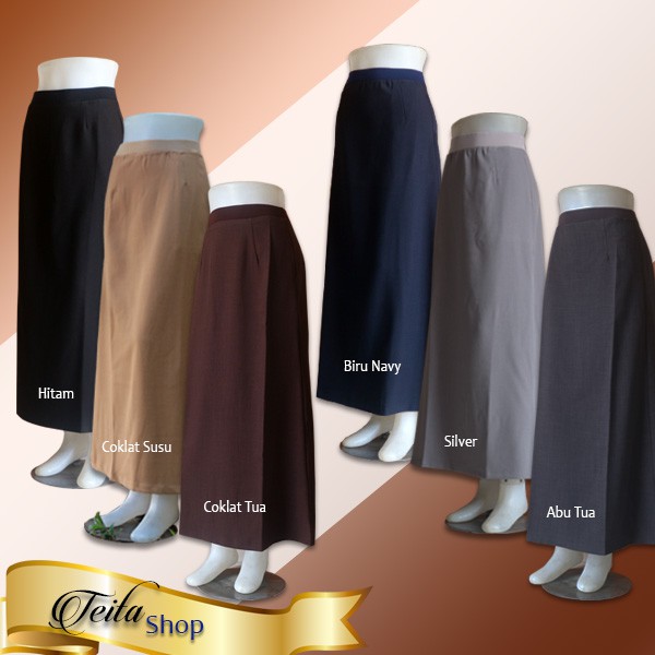 Rok Panjang 5L, Rok Wanita JUMBO Model A-line Pinggang Karet Rok Muslimah Bigsize