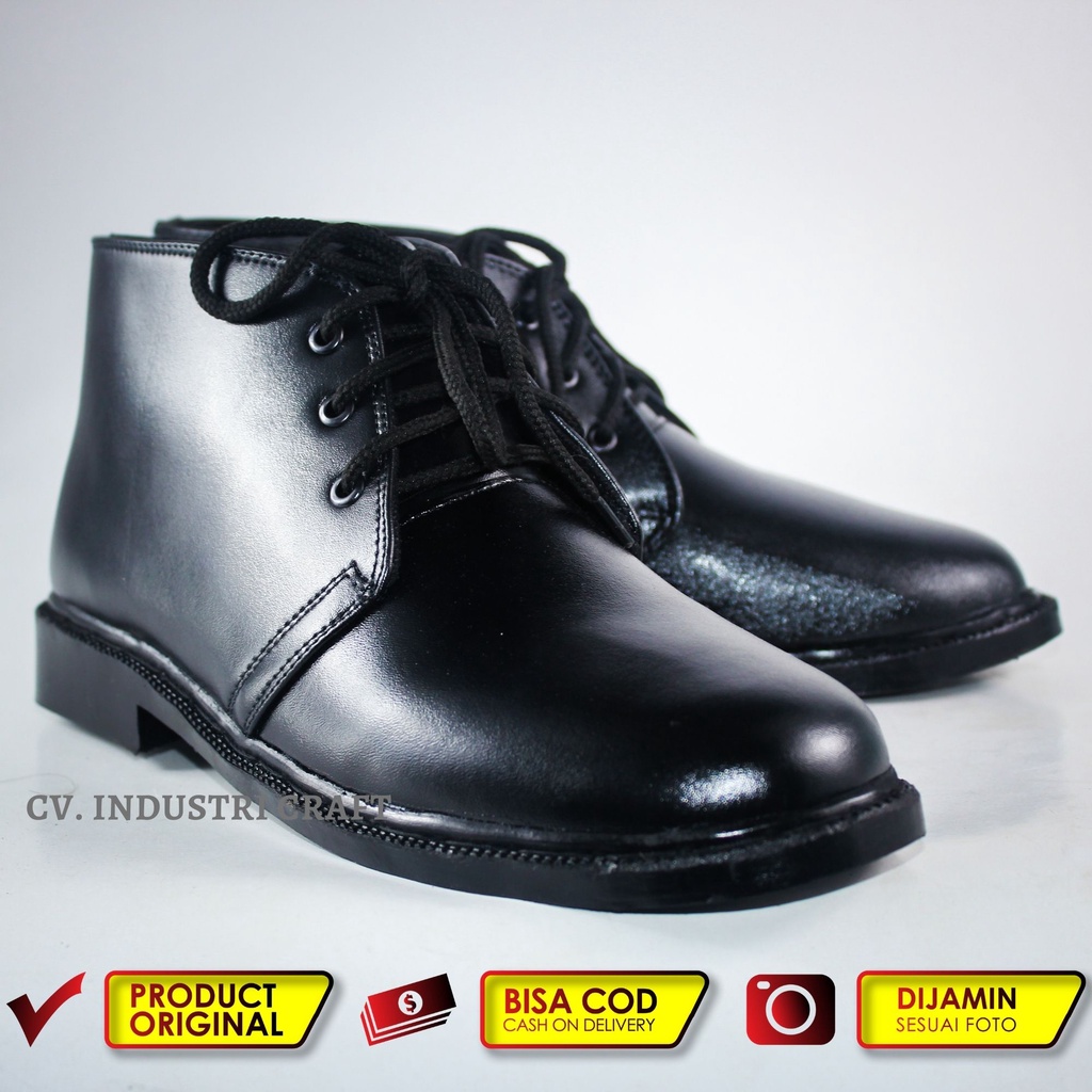Sepatu PDH MOXXER Dinas Pria BT03 TNI Satpam Security Pantofel Kantoran Oxford Hitam DOFF Tali Kulit Sintetis