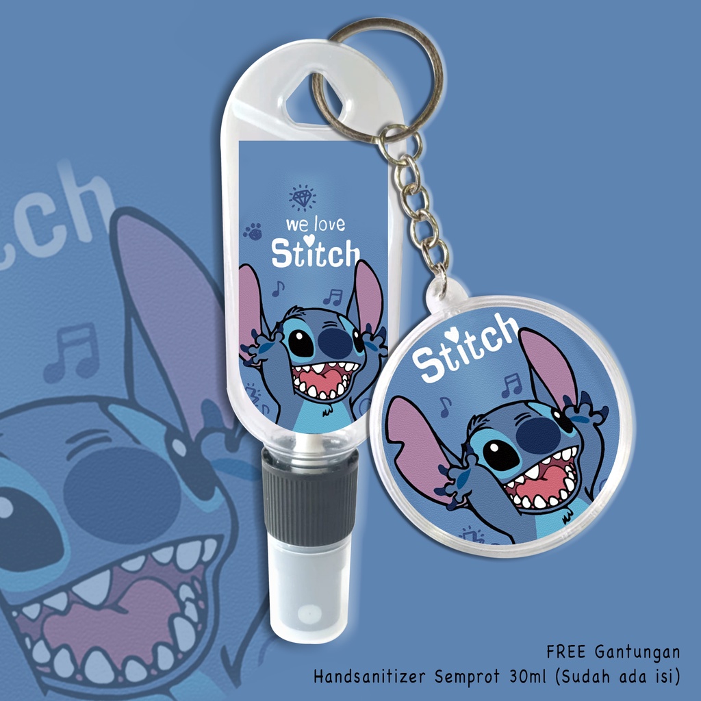 (FREE GANTUNGAN KUNCI) HAND SANITIZER SPRAY CARTOON STITCH / BOTOL SPRAY 30ML