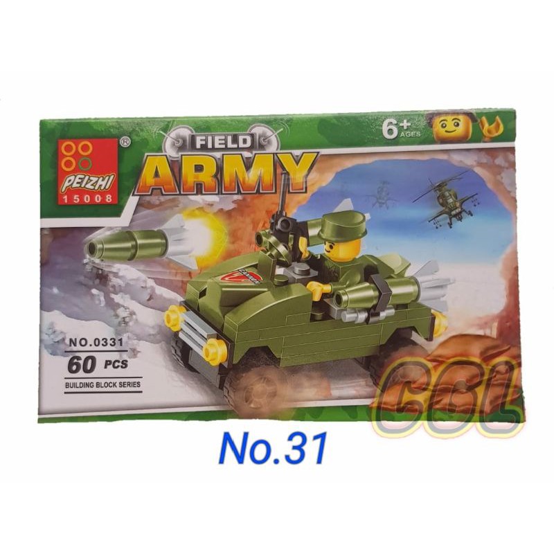 Mainan Lego Peizhi Army Mobil Perang Mobil Tentara Militer