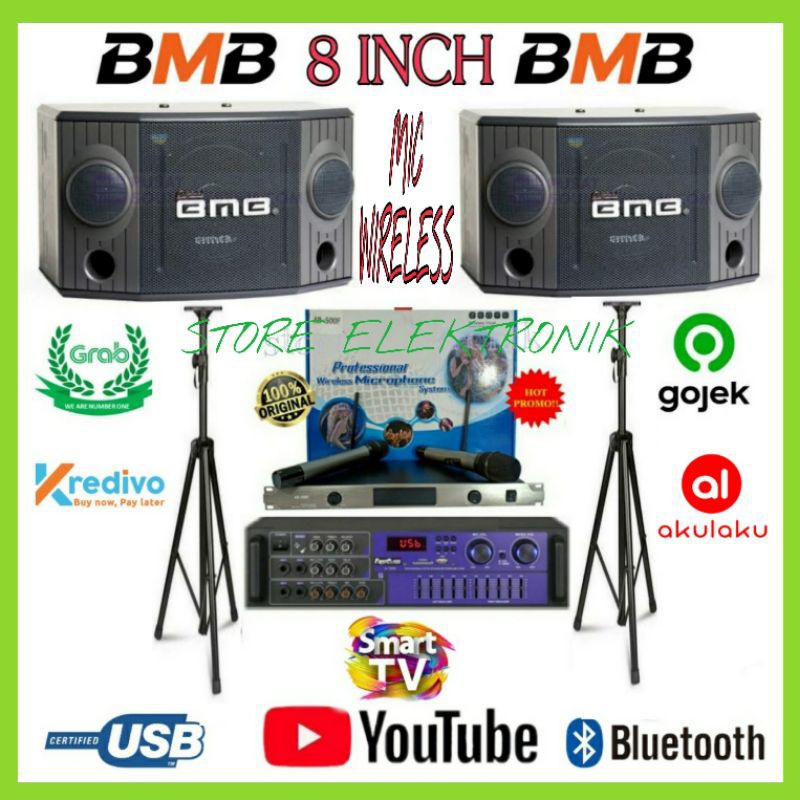 Paket Karaoke BMB CS 750 R Ampli Mixer Bluetooth Mic Wireless Karaoke Smart Tv