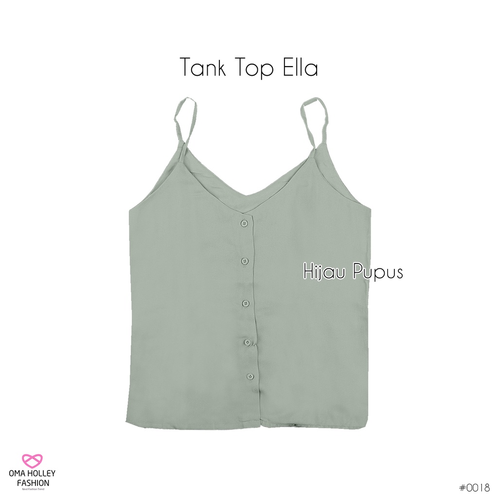 (COD) OH Fashion Basic Tank top Ella kancing premium quality korea #0018-Hijau Olive