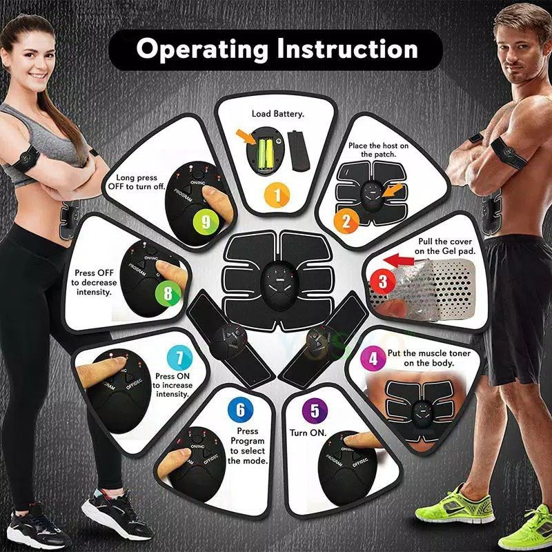 Muscle Stimulator Alat Terapi Perut Pembentuk Otot Perut Smart Fitness Abs Stimulator