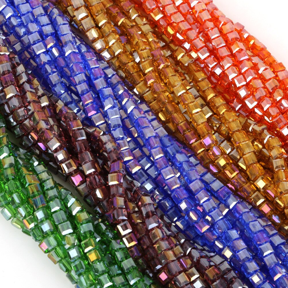 20-200pcs/lot 2-8mm Multi Color Fashion Crystal Glass Square Beads For DIY Crafts Sewing Clothing Accessories Decoration