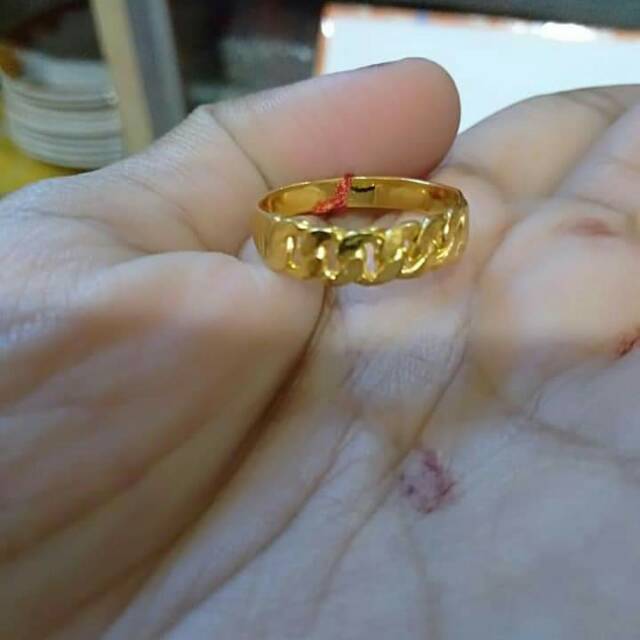Cincin motif rantai sepuhan lapis emas 24k