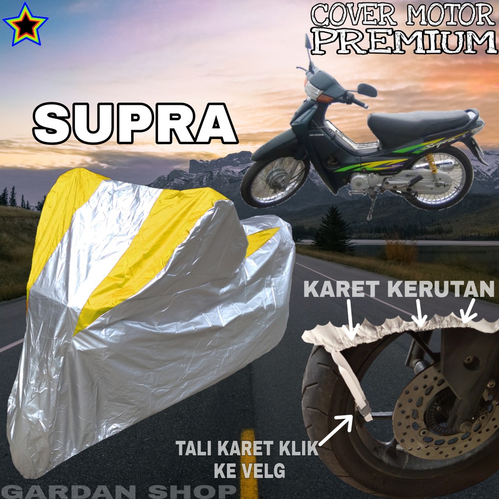 Sarung Motor SUPRA Silver KUNING Body Cover Supra PREMIUM