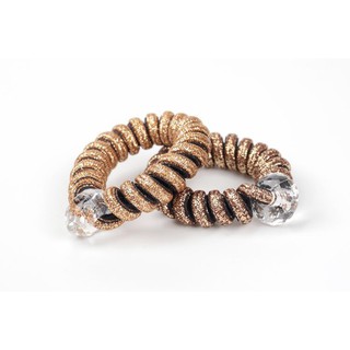 Ikat Rambut Model Kabel Telepon Gold Glitter Dengan Hiasan Ikat Rambut Model Kabel Telepon Gold Glitter Dengan Hiasan