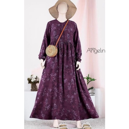 Sarah Dress Winter Floral Dark Cherry Size M PL Atelier Angelina