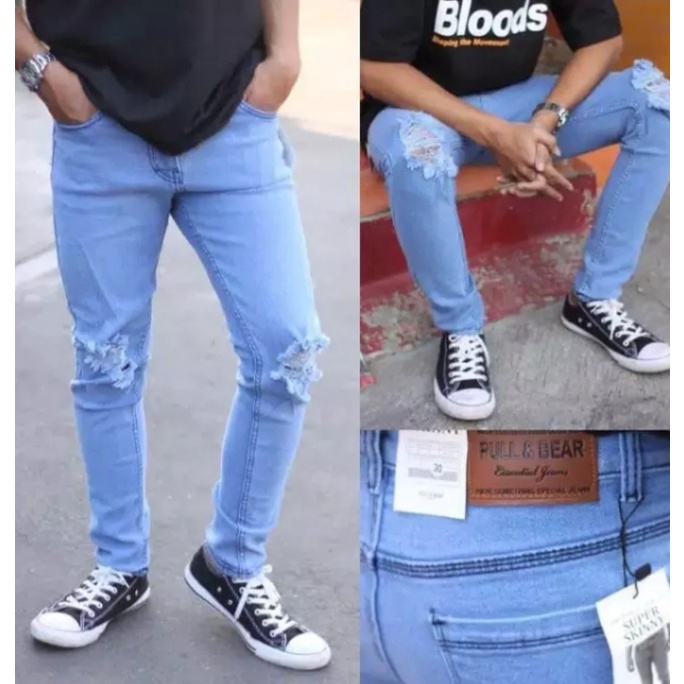 Celana Jeans Panjang Robek Pria Skinny Slimfit Street SoftJeans Sobek Lutut Ripped