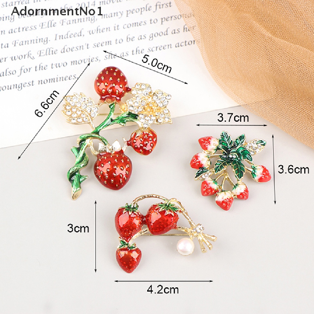 (AdornmentNo1) Bros Pin Enamel Bentuk Buah Strawberry Merah Untuk Wanita