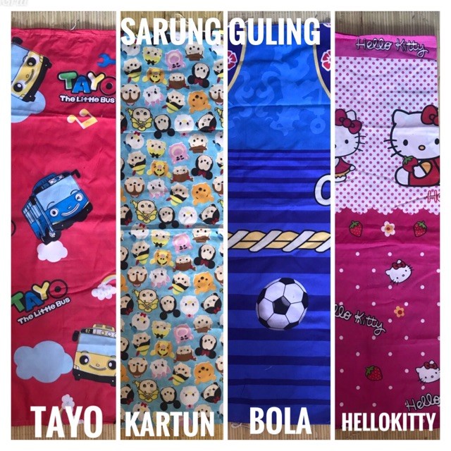 Sarung Bantal Tidur Kain Katun Pakai Resleting / Sarban Karakter Doraemon - Hello Kitty - Keropi