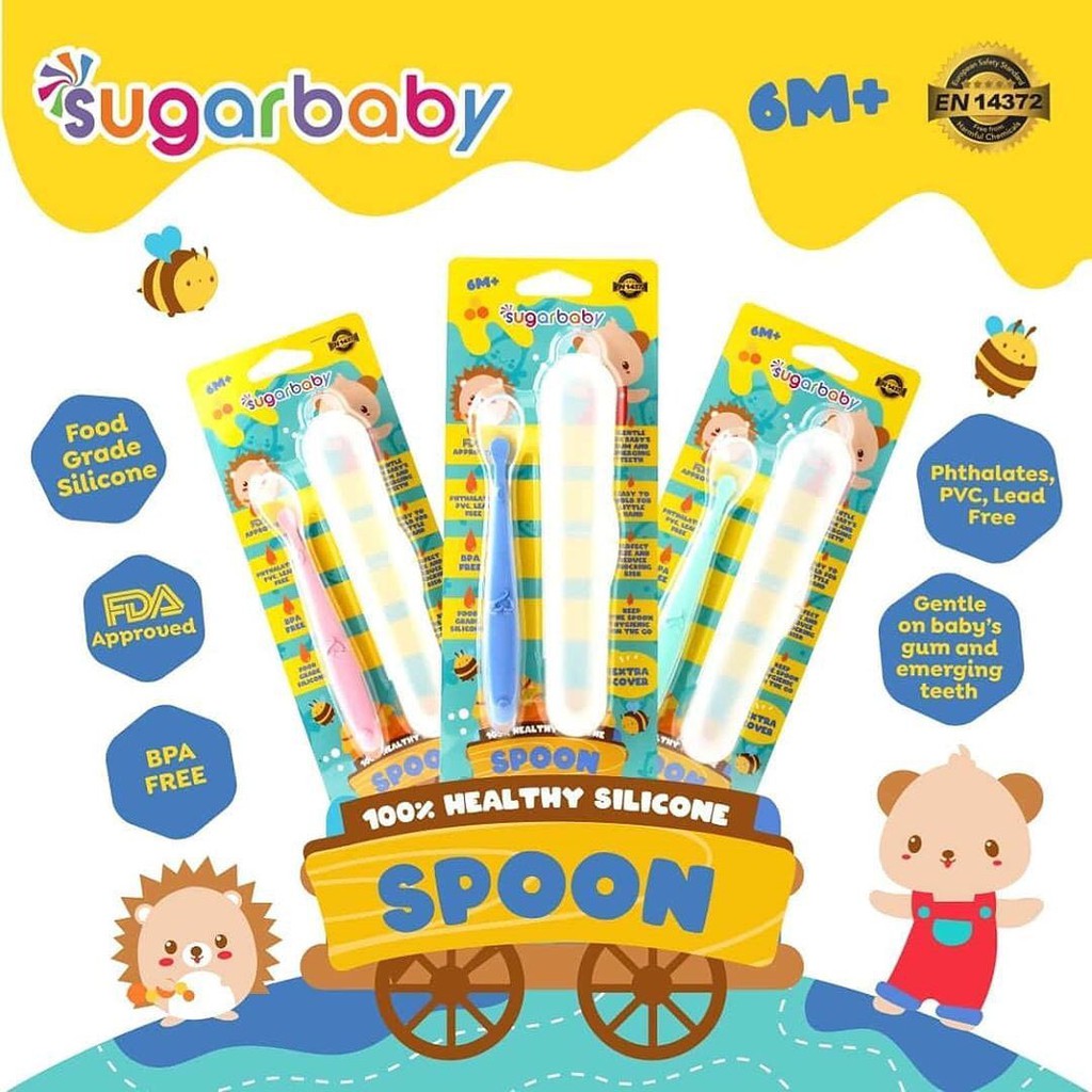 Sugarbaby Healthy Silicone Spoon with Cover - Sendok Makan Bayi