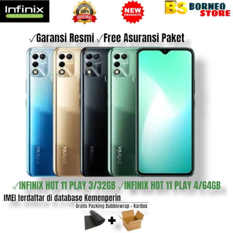 INFINIX HOT 11 PLAY 3/32GB - INFINIX HOT 11 PLAY 4/64GB - HELIO G35 GAMING PROCESSOR - 6000mAh - GAR