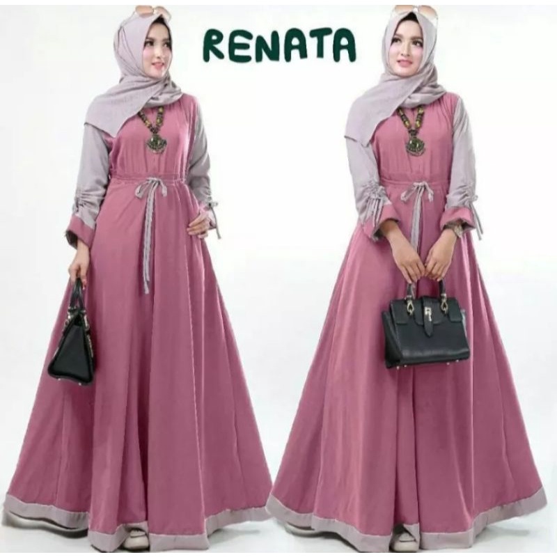 GAMIS RENATA/ GAMIS MOSCREPE WARNA KOMBINASI/ GAMIS WANITA MODEL DAN MOTIF TERBARU