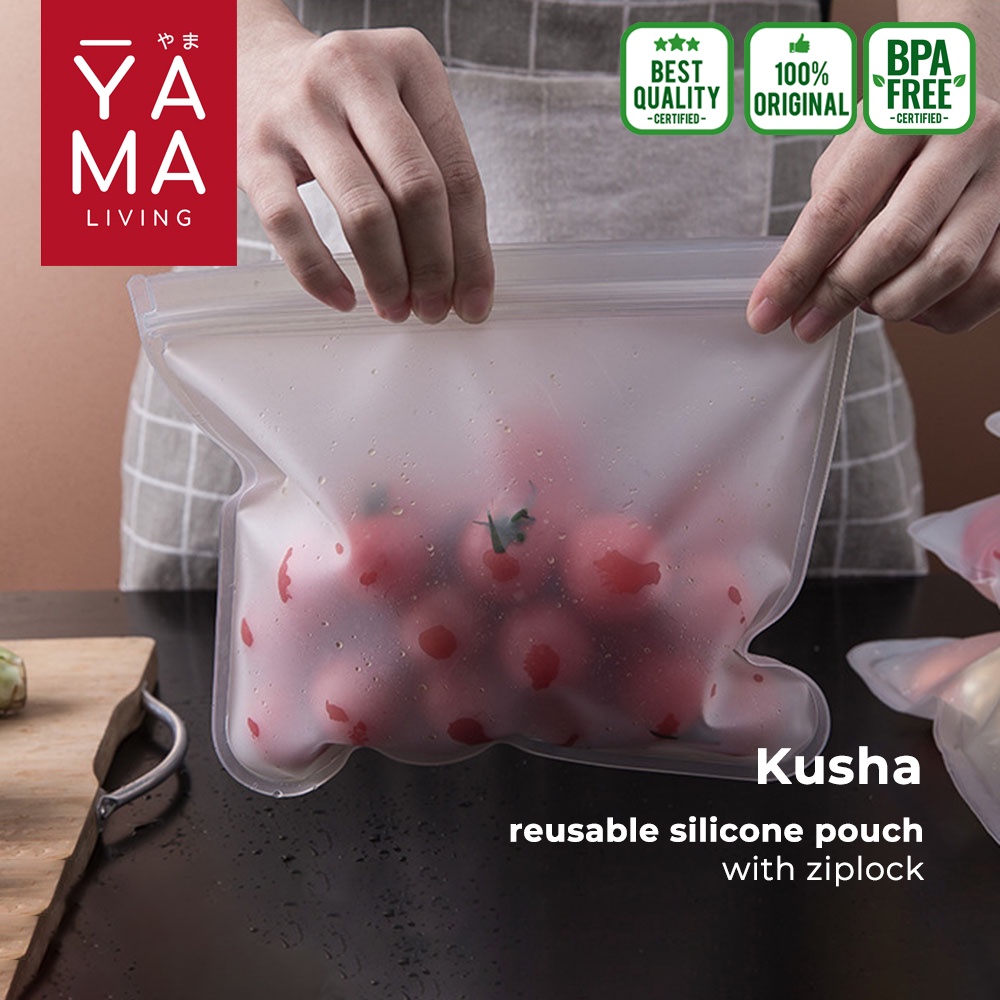 YAMA KUSHA Reusable Ziplock Silicone Pouch Kantong Kedap Udara Makanan