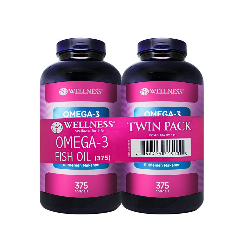 WELLNESS OMEGA 3 FISH OIL 1000 MG ISI 75 150 375 SOFTGEL SERVING BUY 1 GET 1 FREE BUY 1 GET 2 SINGLE BPOM