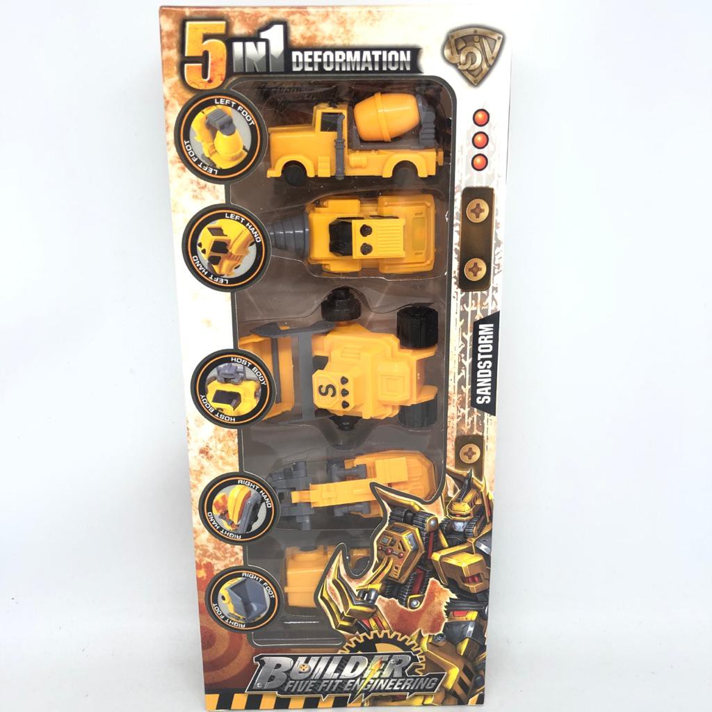 Mainan anak mobil konstruksi jadi robot 5in1 / mobil robot deformation