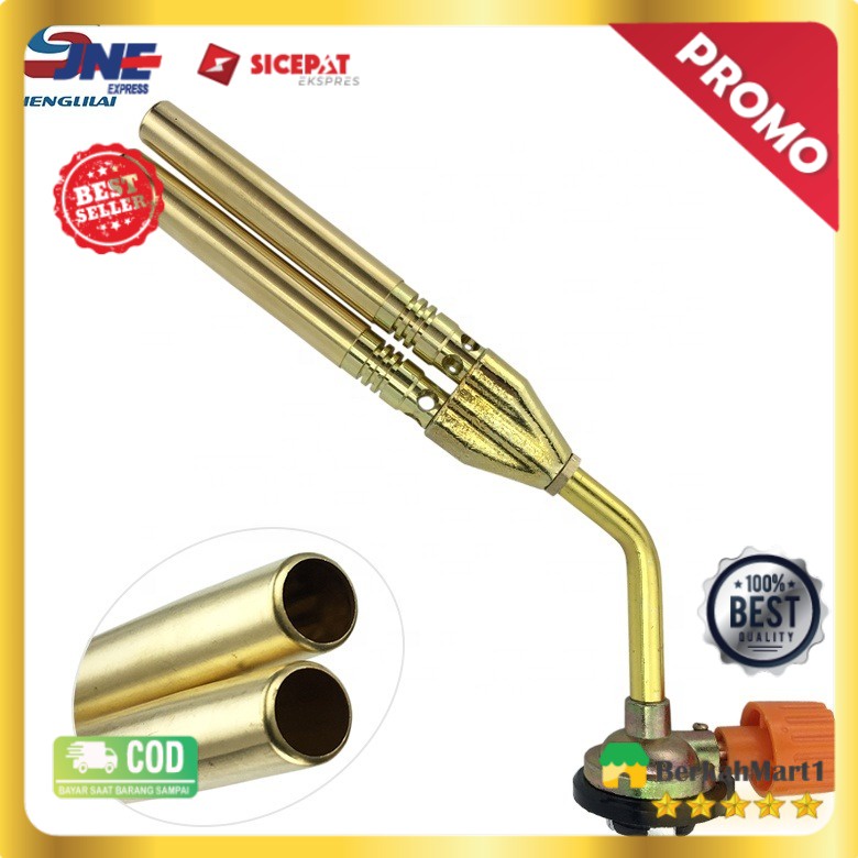 Kepala Gas Butane Torch Double Tube BBQ Soldering Flame Gun Torch Jet - 820