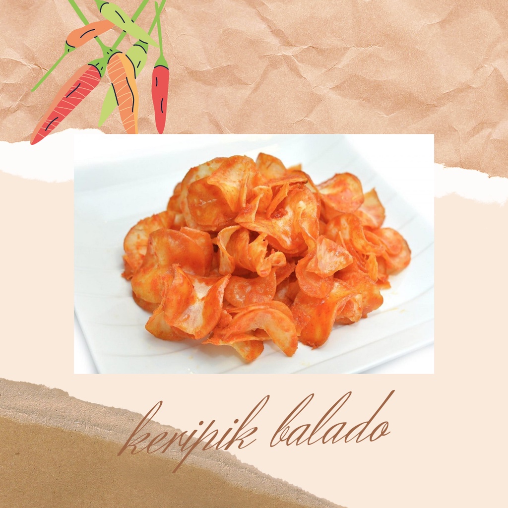 

Keripik Singkong Balado PEDAS MANIS BUMBU BASAH 500gr