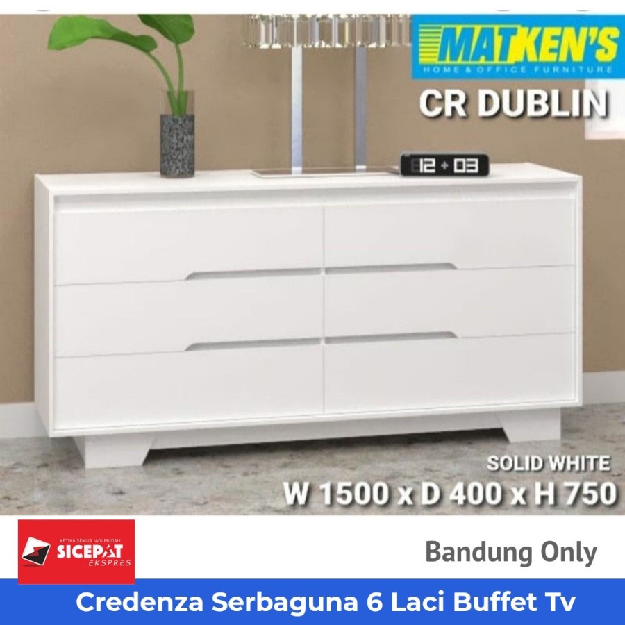 Buffet Tv Rak Tv 150 cm Credenza 6 laci Serbaguna CR DUBLIN