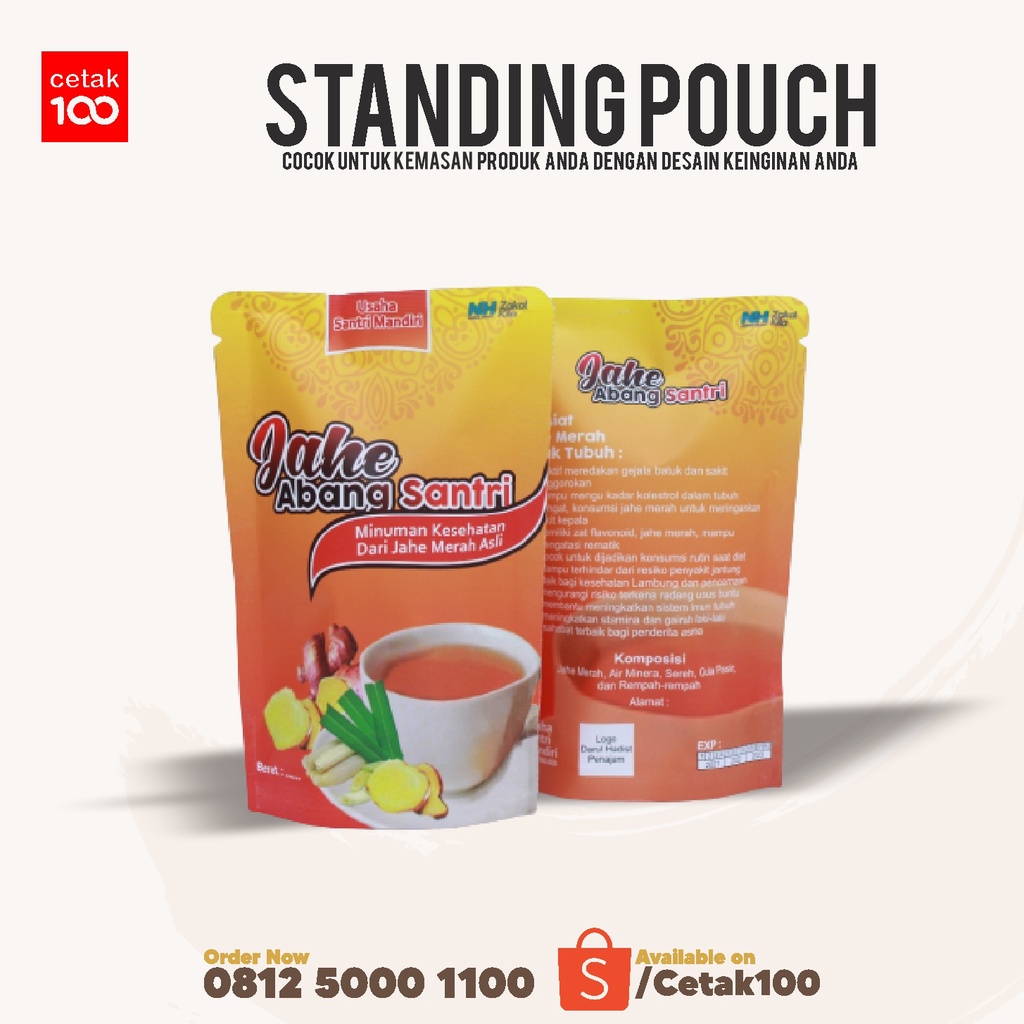 Cetak Kemasan Standing Pouch full printing