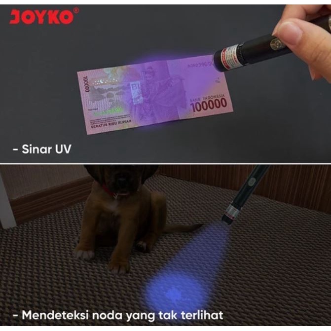 Penunjuk Laser UV LED Senter | Laser Pointer 2 In 1 Joyko LPR-103